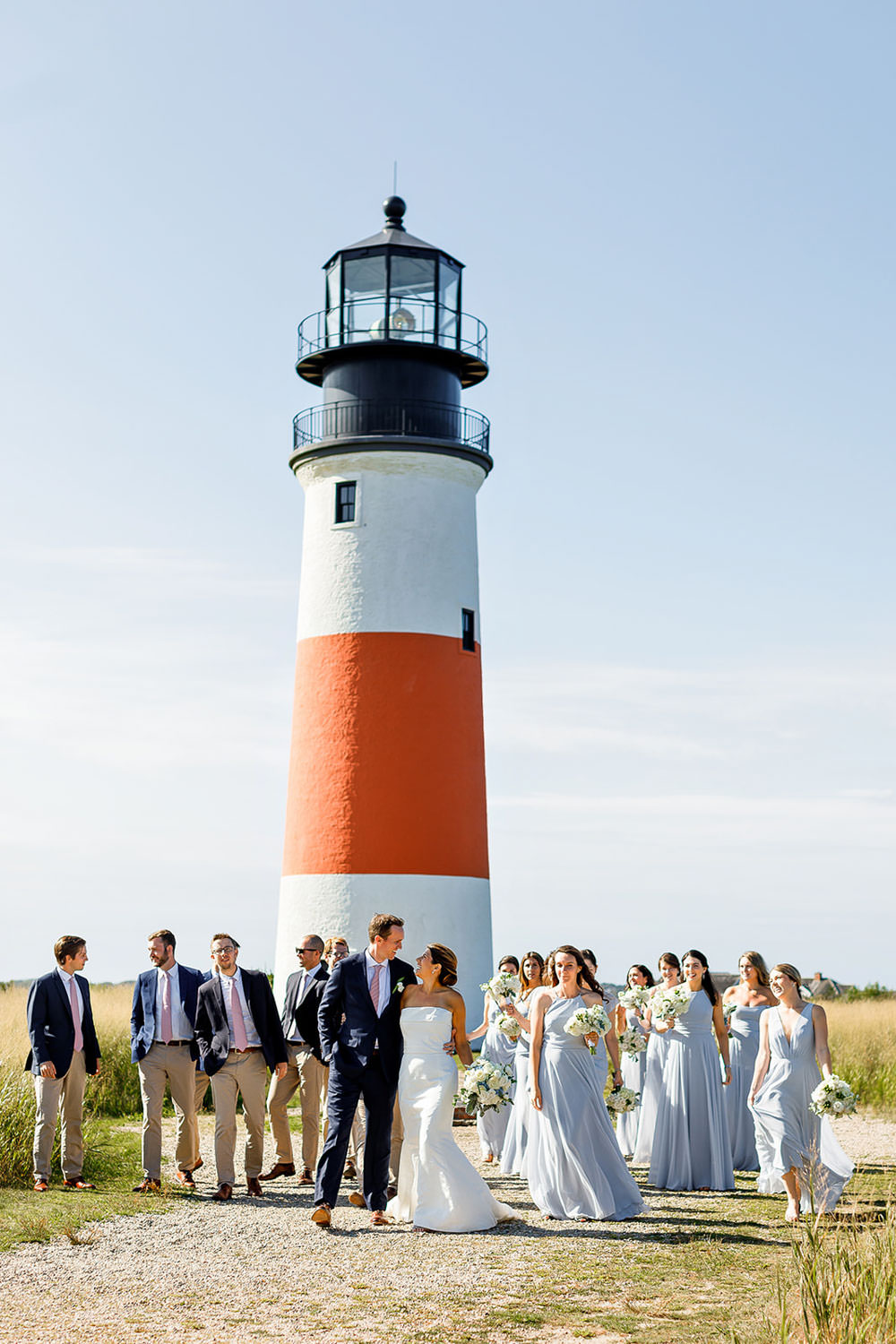 Sankaty Head Light wedding party photos